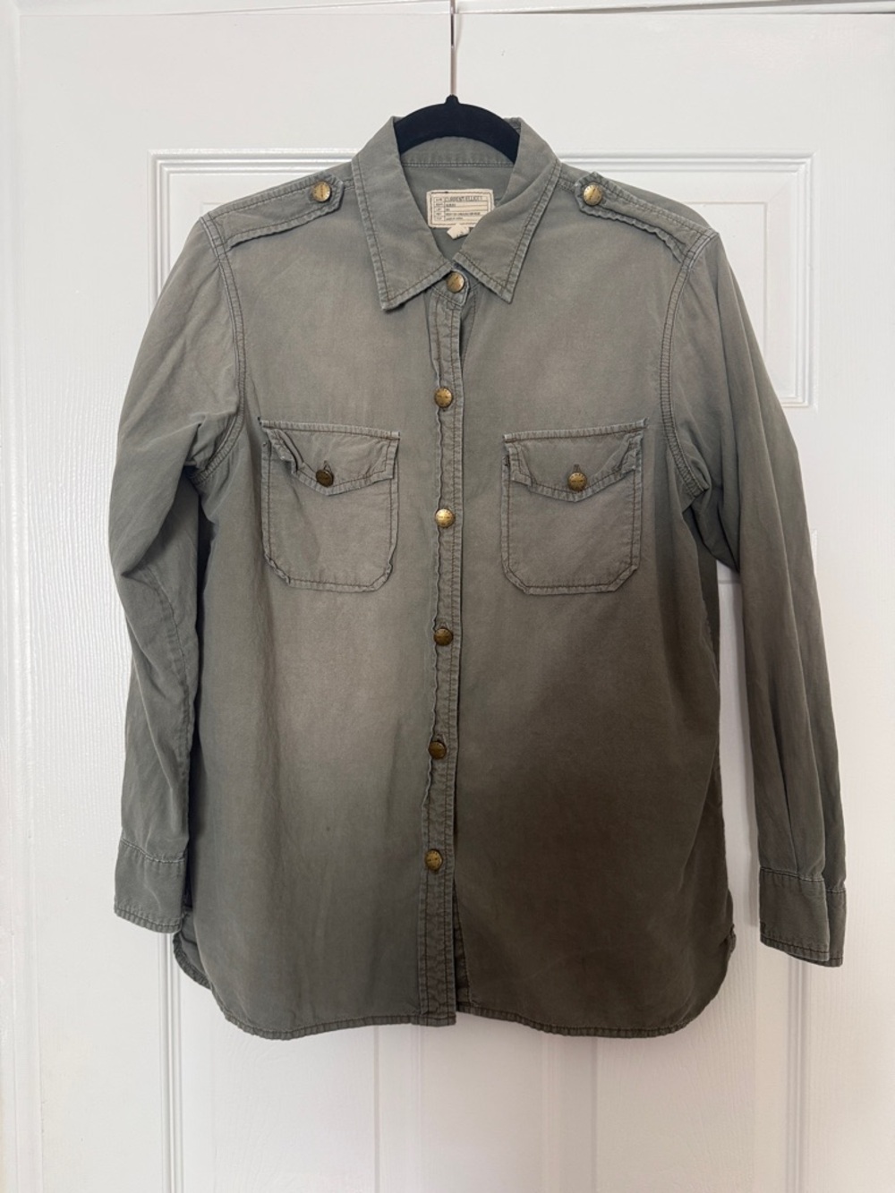 Women’s  Military-Style Button-Up Shirt — Olive Green